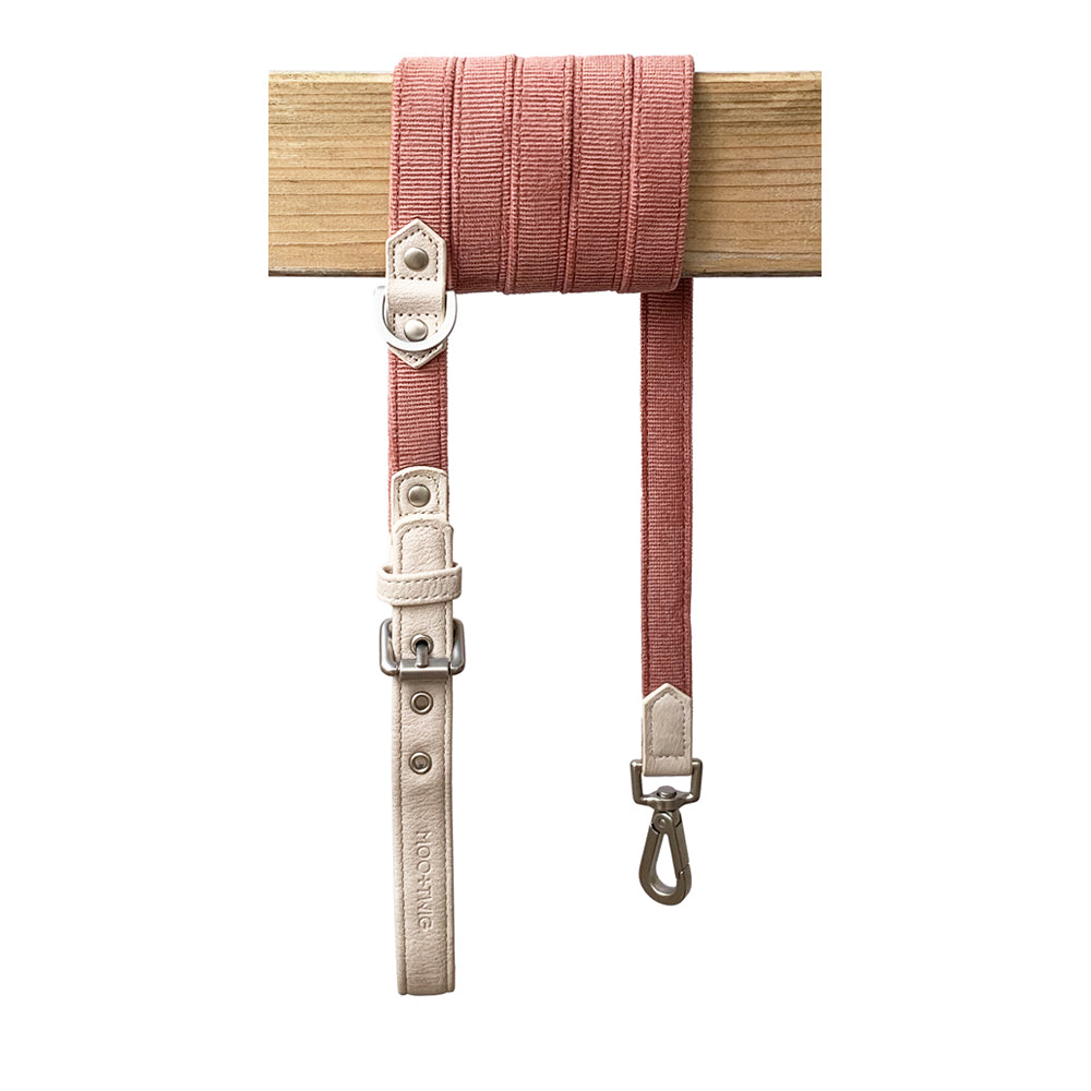 Corduroy & Vegan Leather Dog Leash - Dusty Pink