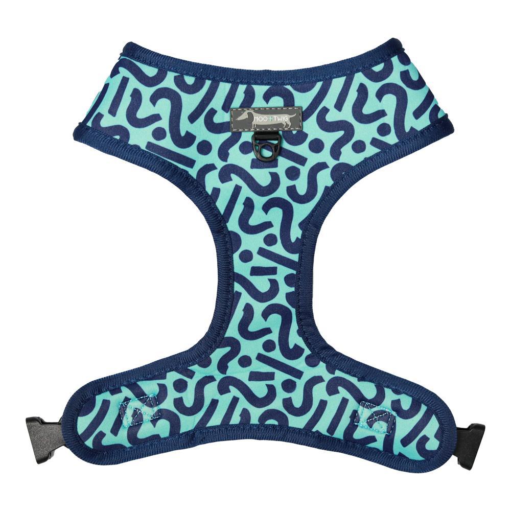 Reversible Blue Boy Dog Harness with Shark Dog Print Featuring Dachshunds, Frenchies, Cavoodles, Corgis, Shiba Inus and more designed in Australia